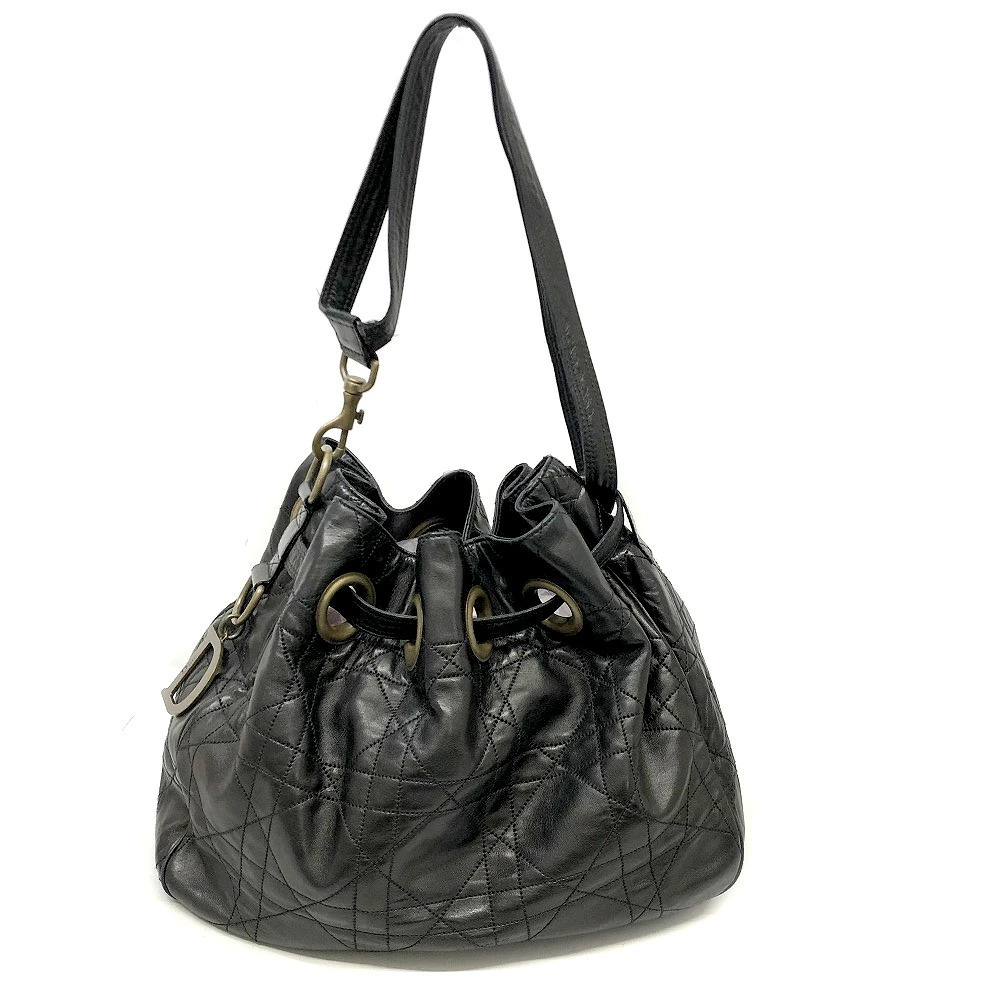 DIOR Hobo Bag Shoulder Nappa Leather Black